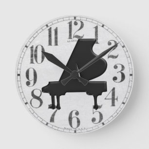 Grand Piano Rund Klocka