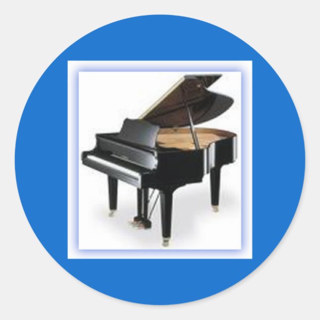 Grand Piano Sticker Runt Klistermärke (Framsida)