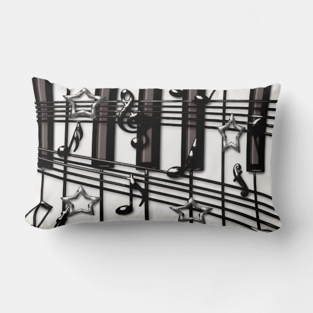 Grand Piano Tangentbord med Musik noter Lumbarkudde (Framsida)