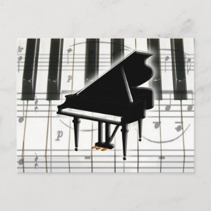 Grand Piano Tangentbord & Notes Vykort