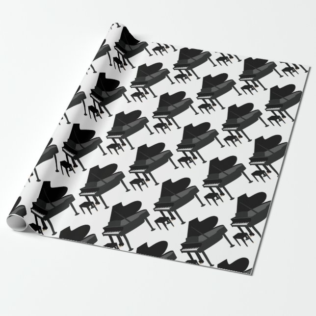 Grand Piano Teckning Presentpapper (Utrullad)