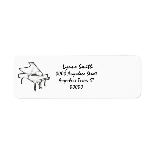 Grand Piano"Teckning" Returadress Etikett (Framsidan)