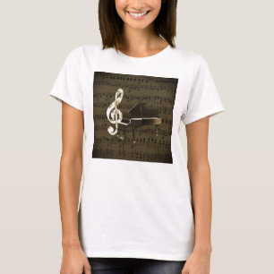 Grand Piano Treble Clef Bronze Lakan Music T-shirt