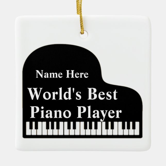 Grand Piano World's Best Piano Player Julgransprydnad Keramik (Framsida)