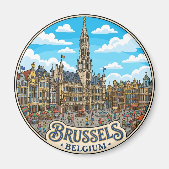 Grand Place, Bryssel Belgien Magnet (Framsidan)