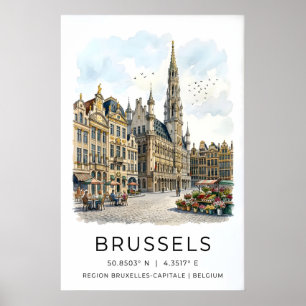 Grand-Place Bryssel Tryck Europeisk Resa Dekor