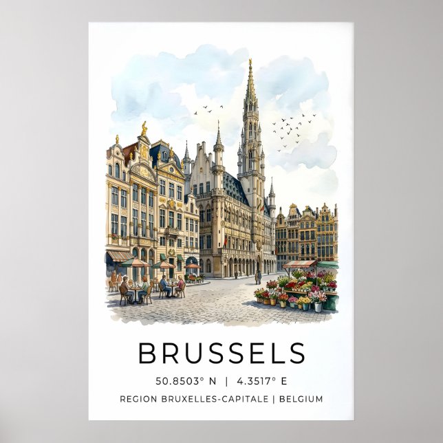 Grand-Place Bryssel Tryck Europeisk Resa Dekor (Framsidan)