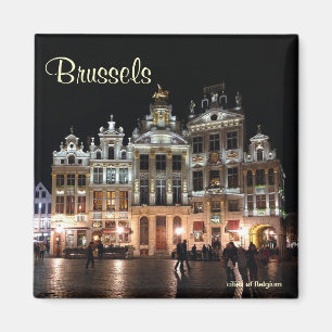 Grand Place i Bryssel, Belgien på natten Magnet