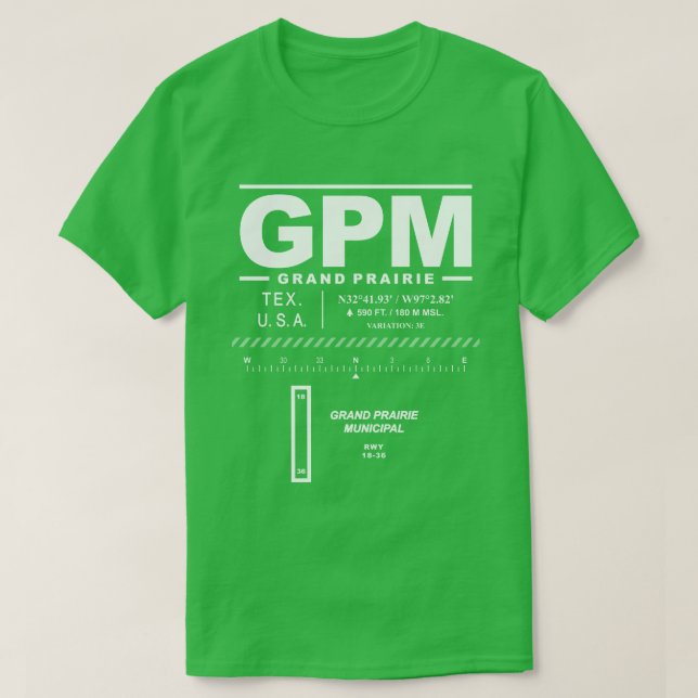 Grand Prairie Municipal Airport GPM T Shirt (Design framsida)