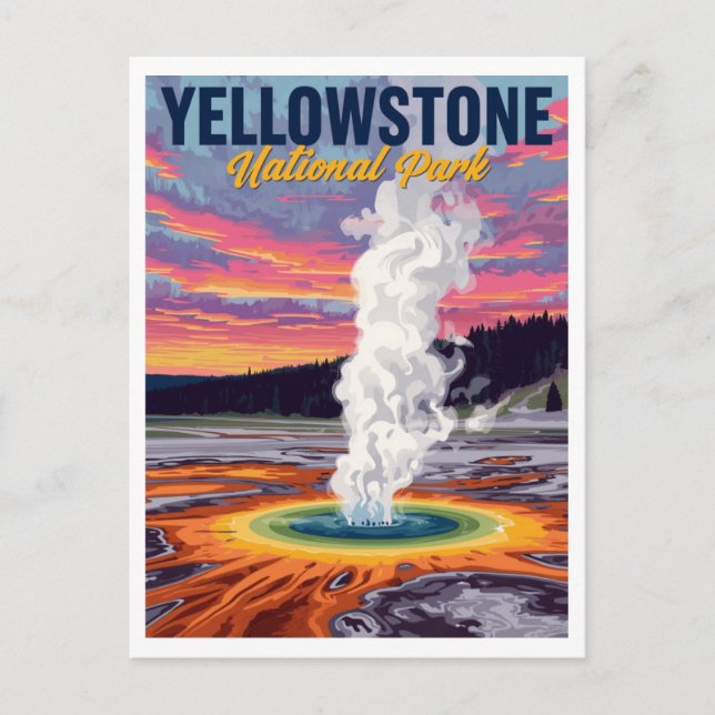Grand Prismatic Spring Geyser Konst Vykort (Framsida)