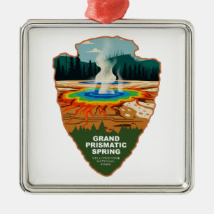 Grand Prismatic Spring Yellowstone Arrowhead Julgransprydnad Metall