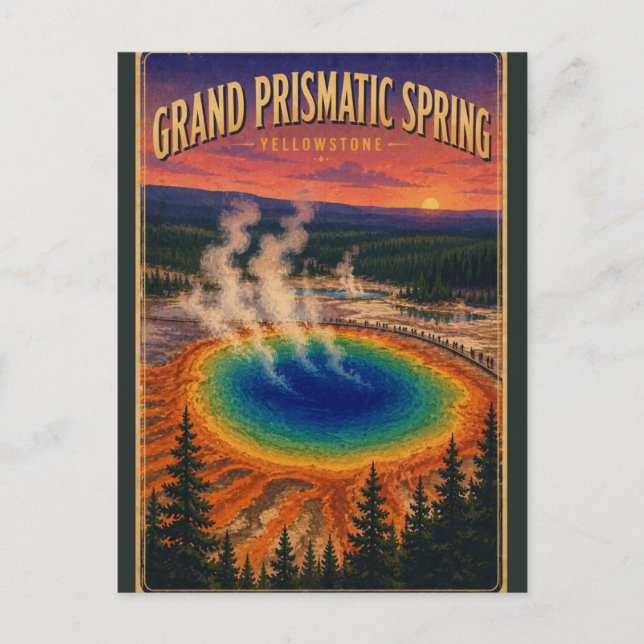 Grand Prismatic Spring Yellowstone Vintage Resa  Vykort (Framsida)