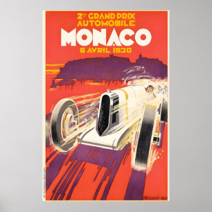 Grand Prix 1930 Motor Racing Monaco Frankrike Vint Poster