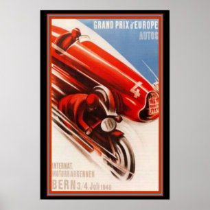 Grand Prix d'Europe Art Deco Skriv ut Poster