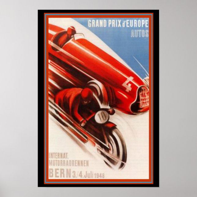 Grand Prix d'Europe Art Deco Skriv ut Poster (Framsidan)