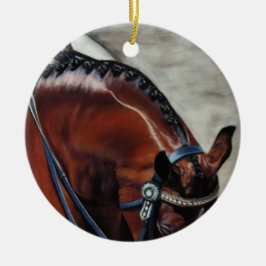 Grand Prix dresage horse Bay ridor Julgransprydnad Keramik