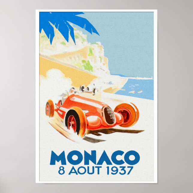 Grand Prix Monaco 1937 Aquarelle Poster (Framsidan)