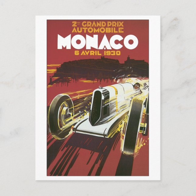 Grand Prix Monaco Avril 1930 Vykort (Framsida)