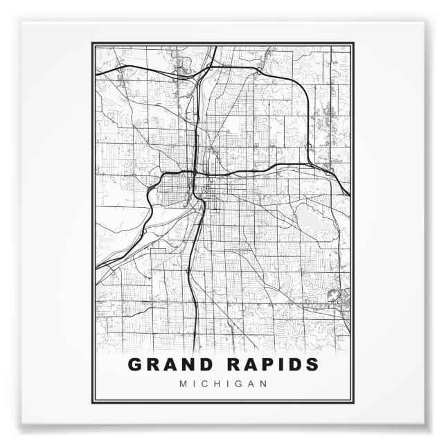 Grand Rapids Karta Fototryck (Framsidan)
