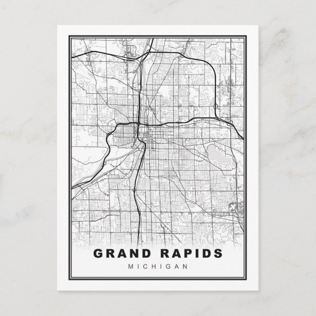 Grand Rapids Karta Vykort (Framsida)
