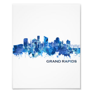 Grand Rapids Michigan Skyline Blue Fototryck