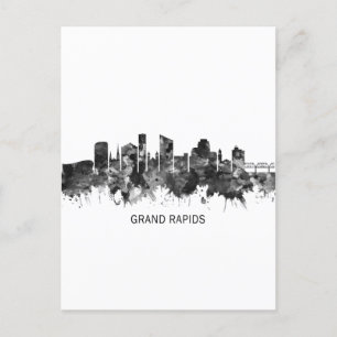 Grand Rapids Michigan Skyline BW Helg Vykort