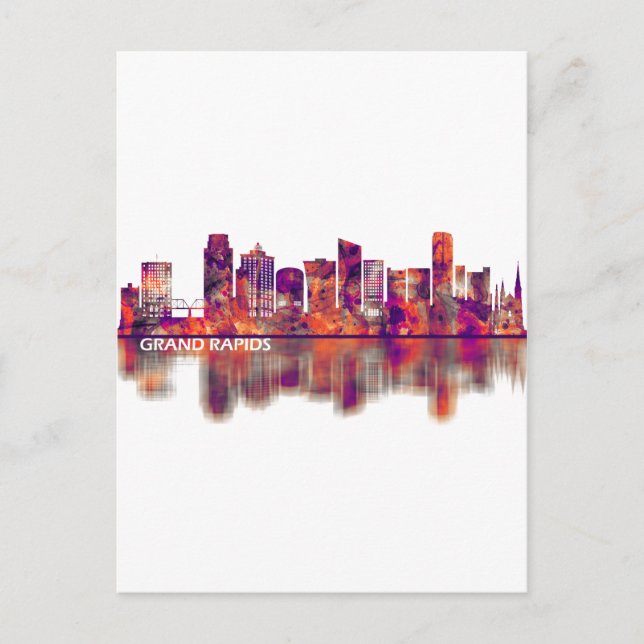 Grand Rapids Michigan Skyline Helg Vykort (Framsida)