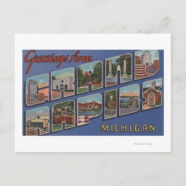Grand Rapids, Michigan - Stora Bokstavsscener 2 Vykort (Framsida)