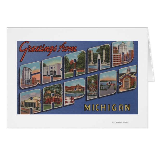 Grand Rapids, Michigan - Stora Brev Scenes 2 Hälsningskort (Framsidan Horizontal)