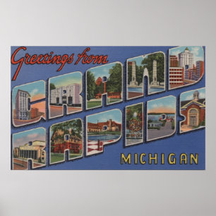 Grand Rapids Michigan - stora brevplatser 2 Poster