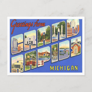 Grand Rapids, Michigan Vintage Big Brev Vykort