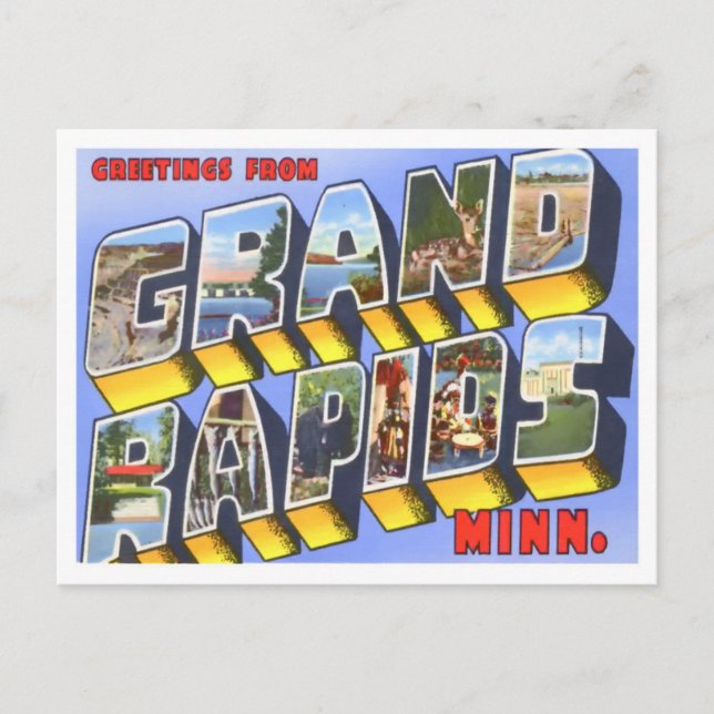 Grand Rapids, Minnesota Vintage Big Brev Vykort (Framsida)