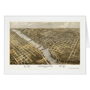 Grand Rapids panorama- karta för MI - 1868 Hälsningskort