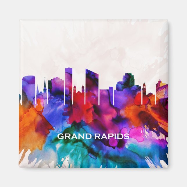 Grand Rapids Skyline Magnet (Framsidan)