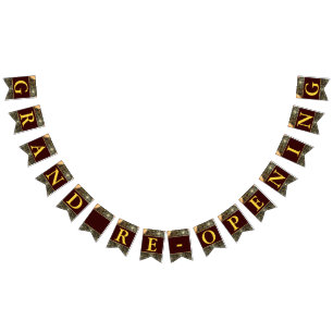 Grand Re-Öppna Faux Guld Glitter-ballonger Vimplar