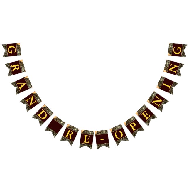 Grand Re-Öppna Faux Guld Glitter-ballonger Vimplar (Alla)