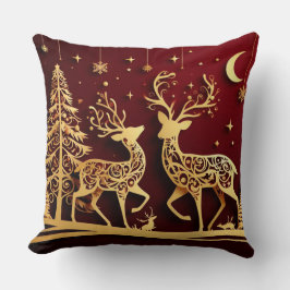 Grand Reindeer Waltz – Whimsy Holiday Pattern Kudde