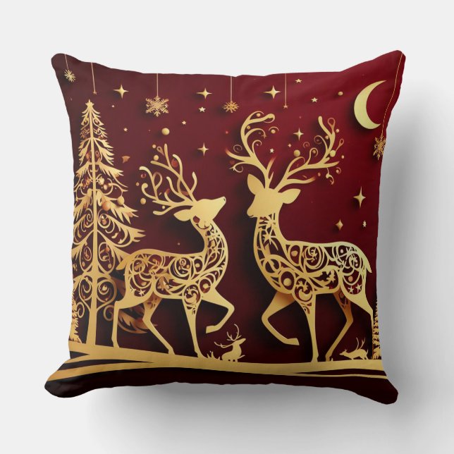 Grand Reindeer Waltz – Whimsy Holiday Pattern Kudde (Framsida)
