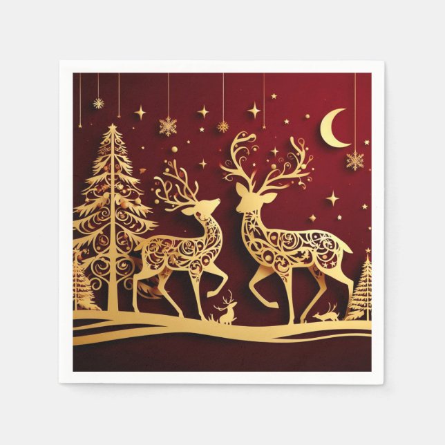 Grand Reindeer Waltz – Whimsy Holiday Pattern Pappersservett (Framsidan)