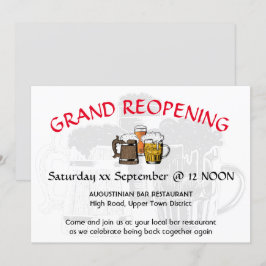 GRAND REOPENENING Pub Reunion Anpassade GRÅTT Inbjudningar