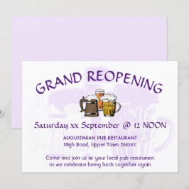 GRAND REOPENENING Pub Reunion Anpassade LILAC Inbjudningar
