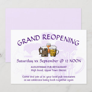 GRAND REOPENENING Pub Reunion Anpassade LILAC Inbjudningar