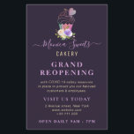 GRAND REOPENING | trendig lila cakery business Flygblad<br><div class="desc">Meddela att du öppnar den här fina lilan igen. Texten kan vara personlig.</div>
