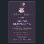 GRAND REOPENING | trendig lila cakery business Flygblad<br><div class="desc">Meddela att du öppnar den här fina lilan igen. Texten kan vara personlig.</div>