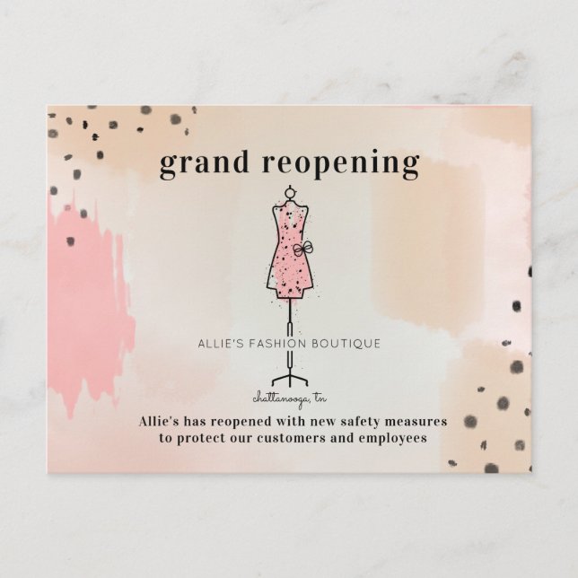 Grand Reöppning Clothing Boutique Store Rosa Vykort (Framsida)