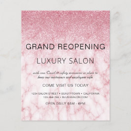 Grand Reöppning Marble Rosa Glitter Salon Flygblad