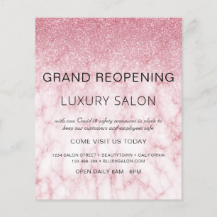 Grand Reöppning Marble Rosa Glitter Salon Flygblad