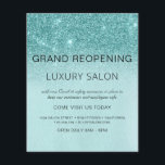 Grand Reöppning Teal Blue Aqua Glitter Salon Flygblad<br><div class="desc">Glam Teal Blue - Aqua Ombre Gnistra och Glitter Grand Reopening Glam Luxury Hair Salon, Beauty Store, Eyelash, Nagel, Makeup, Microblading, Hair Stylist, Lash, Hair Stylist eller make Up Artist Business Flyer med anpassningsbar lägger till ditt företag namn och returadress. Den här enkla designen av modern personlig och elegant är...</div>