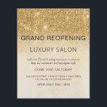 Grand Reöppon Guld Glam Glitter Salon Flygblad<br><div class="desc">Glam Guld Ombre Gnistra och Glitter Grand Reöppning Glam Luxury Hair Salon, Beauty Store, Eyelash, Nagel, Makeup, Microblading, Hair Stylist, Lash, Hair Stylist eller make Up Artist Business Flyer med anpassningsbar lägger till namn och returadress för ditt företag. Den här enkla designen av modern personlig och elegant är perfekten för...</div>