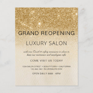 Grand Reöppon Guld Glam Glitter Salon Flygblad